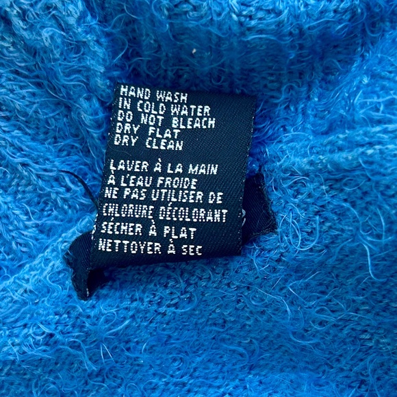 Kenzie Blue Fuzzy Mohair-Like Sweater with Hood Size L - Picture 8 of 8